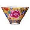2.5 oz Flower Handmade Enamel Painted Porcelain Kungfu Teacup Chinese Tea Cup Wine Cup, Gold
