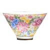 1.8 oz Multicolor Flower Handmade Ceramic Kungfu Teacup Chinese Tea Cup Wine Cup Bowl
