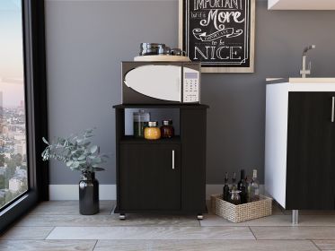 Kit Lower Microwave Cabinet; Single Door; Three Side Shelves-Black