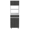 Caribe Microwave Cabinet, Four Legs, One Drawer, Double Door, One Shelf -White / Smokey Oak