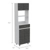 Caribe Microwave Cabinet, Four Legs, One Drawer, Double Door, One Shelf -White / Smokey Oak