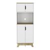 Danville 1-Drawer Microwave Pantry Cabinet Light Oak and White