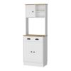 Palmer 2-Door Cabinet Microwave Kitchen Pantry in White and Macadamia