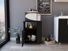 Kit Lower Microwave Cabinet; Single Door; Three Side Shelves-Black