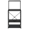 Microwave Cabinet Black 23.6"x15.6"x48.4" Engineered Wood