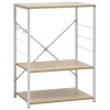 Microwave Cabinet White and Oak 23.6"x15.6"x31.3" Engineered Wood