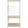 Microwave Cabinet White and Oak 23.6"x15.6"x31.3" Engineered Wood