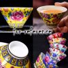 2.5 oz Flower Handmade Enamel Painted Porcelain Kungfu Teacup Chinese Tea Cup Wine Cup, Gold