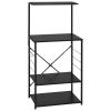 Microwave Cabinet Black 23.6"x15.6"x48.4" Engineered Wood
