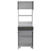 Caribe Microwave Cabinet, Four Legs, One Drawer, Double Door, One Shelf -White / Smokey Oak