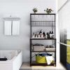 Industrial  Island with Hooks Microwave Stand Vintage Brown Manufactured  Rack
