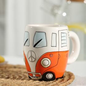 Creative Ceramic Bus Cup Interesting Milk Coffee Mug (Color: orange)