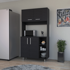 Colorado Pantry Cabinet; Three Open Shelves (Color: BLACK)
