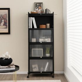 5-Tier Kitchen Baker's Rack with Flip-up PC Doors (Color: BLACK)