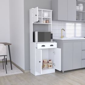 Microwave Storage Stand with 3-Doors and Drawer Arlington, White Finish (Color: as Pic)