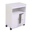 Wood Kitchen Microwave Cabinet Cart with 4 Universal Wheels and Roomy Inner Space for Home Use, White