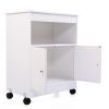 Wood Kitchen Microwave Cabinet Cart with 4 Universal Wheels and Roomy Inner Space for Home Use, White