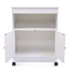 Wood Kitchen Microwave Cabinet Cart with 4 Universal Wheels and Roomy Inner Space for Home Use, White