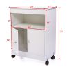 Wood Kitchen Microwave Cabinet Cart with 4 Universal Wheels and Roomy Inner Space for Home Use, White
